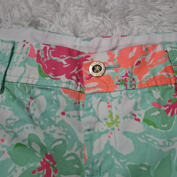 Lilly Pulitzer Women's The Callahan Short Mint Green Pink Floral Size 10 NWT